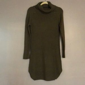 Olive green turtle neck sweater dress